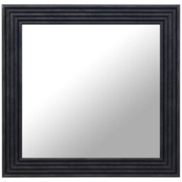 Deenz Square Shape Bold Frame Wall Hanging Mirror Bedroom, Hallway & Living Room Decor Clear Glass Reflection Easy Mount Black Art