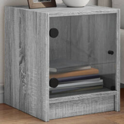Berkfield Bedside Cabinet With Glass Door Grey Sonoma 35X37X42 Cm