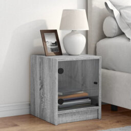 Berkfield Bedside Cabinet With Glass Door Grey Sonoma 35X37X42 Cm - thumbnail 3