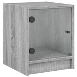 Berkfield Bedside Cabinet With Glass Door Grey Sonoma 35X37X42 Cm - thumbnail 2
