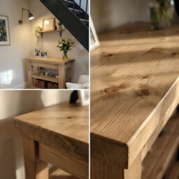L130Xw42Cm Huxley Solid Oak Top Kitchen Island / Breakfast Bar / Grey Painted - thumbnail 9