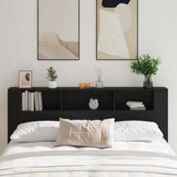 Walplus Headboard Cabinet With Storage Black Oak 200 X 18,5 X 104,5 Cm - thumbnail 1