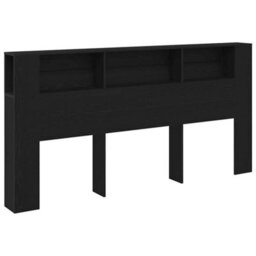 Walplus Headboard Cabinet With Storage Black Oak 200 X 18,5 X 104,5 Cm - thumbnail 2