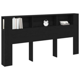 Walplus Headboard Cabinet With Storage Black Oak 200 X 18,5 X 104,5 Cm - thumbnail 3