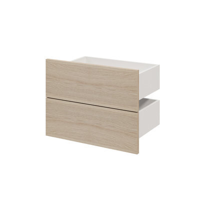 GoodHome Atomia Modular Gloss Oak Effect Slab Medium External Drawer (H)185mm (W)497mm (D)300mm, Set Of 2 - image 1