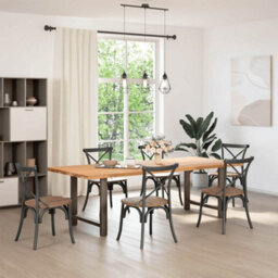 Berkfield Dining Table Legs Natural Steel 2 Pcs 80X(72-73) Cm Steel - thumbnail 2
