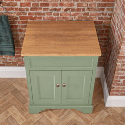 Homestylestore Pastel Green And Oak 645mm Bathroom Vanity Unit And Round Aged Bronze Handles - thumbnail 2