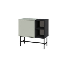 Decortie Storage Cabinet Push-To-Open Door Sideboard, Open Shelf,metal Leg, Easy Assembly, Living-Dining Room,ash Green,black Wood - thumbnail 2