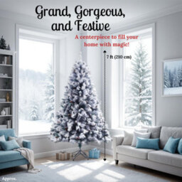 Evre Snowy Spruce Artificial Christmas Tree Pine Cone Berries 7Ft 210Cm 1200 Tips - 4/5/6/7/8Ft Available - thumbnail 3