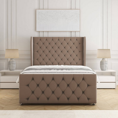 Bsspoke Anna Divan Bed Set Mink Plush Velvet 54Inch Headboard & Footboard & Mattress No Drawers In 3Ft 4Ft 4Ft6 5Ft 6Ft - image 1