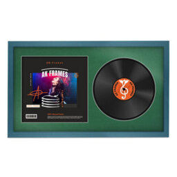 "30X17"" Navy Blue Sleek Vinyl Record Frame With Emerald Mount For 12 Inch Lp Album Cover & Disc - Ak Frames"