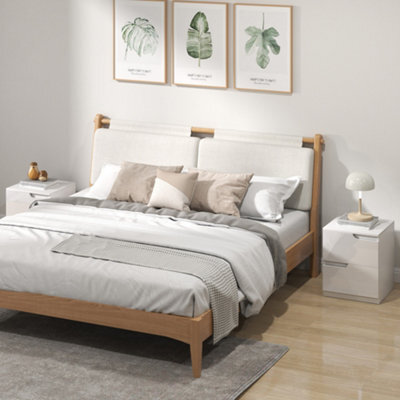 Homcom Bedside Table Set Of 2 With 2 Drawers For Bedroom, Living Room, White - image 1