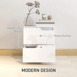 Homcom Bedside Table Set Of 2 With 2 Drawers For Bedroom, Living Room, White - thumbnail 4