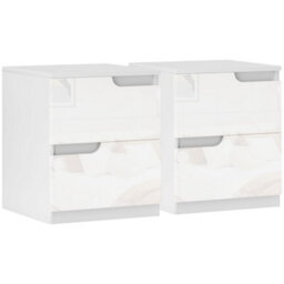 Homcom Bedside Table Set Of 2 With 2 Drawers For Bedroom, Living Room, White - thumbnail 2