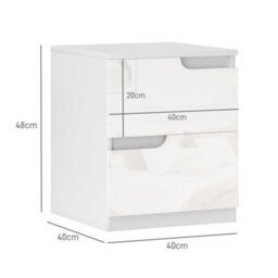 Homcom Bedside Table Set Of 2 With 2 Drawers For Bedroom, Living Room, White - thumbnail 3