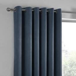 Fusion Strata Navy Triple-Woven Dimout Eyelet Curtains - thumbnail 3