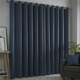 Fusion Strata Navy Triple-Woven Dimout Eyelet Curtains - thumbnail 2