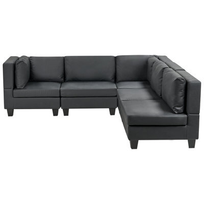 Beliani Modular Corner Sofa 5 Seater Unstad Faux Leather Black Left Hand - image 1