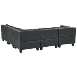 Beliani Modular Corner Sofa 5 Seater Unstad Faux Leather Black Left Hand - thumbnail 5