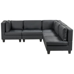 Beliani Modular Corner Sofa 5 Seater Unstad Faux Leather Black Left Hand - thumbnail 1