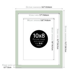 "10X8"" Mint Green Frame With Mount For 8X6"" Pictures 20mm Thin Edge Portrait And Landscape Display With Wall Hooks And Kickstand" - thumbnail 2