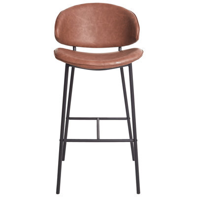 Wyld And Coco Nova Set Of 2 Brown Faux Leather Curved-Back Bar Chairs, Pack Of 2 - image 1