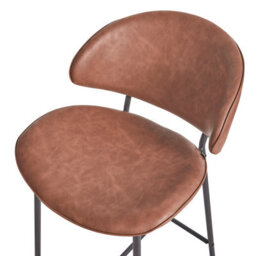 Wyld And Coco Nova Set Of 2 Brown Faux Leather Curved-Back Bar Chairs, Pack Of 2 - thumbnail 6