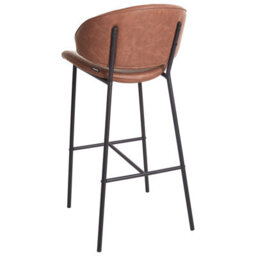 Wyld And Coco Nova Set Of 2 Brown Faux Leather Curved-Back Bar Chairs, Pack Of 2 - thumbnail 5
