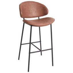 Wyld And Coco Nova Set Of 2 Brown Faux Leather Curved-Back Bar Chairs, Pack Of 2 - thumbnail 4