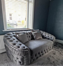 Ambassador Sofa Chesterfield Toronto Metal Trim Fabric - Frill Design - Armchair - Gold Trim - thumbnail 5