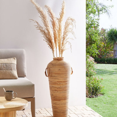 Wyld And Coco Natural Rattan Vase 70 Cm - Boho Rustic Home Decor - image 1