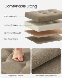 LEDREM Storage Ottoman, Foldable Small Ottoman Foot Rest, 31 X 41 Cm Foot Stool, Ottoman With Storage, Load Up To 130 Kg - thumbnail 5