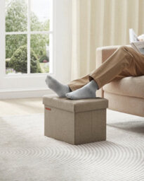 LEDREM Storage Ottoman, Foldable Small Ottoman Foot Rest, 31 X 41 Cm Foot Stool, Ottoman With Storage, Load Up To 130 Kg - thumbnail 3
