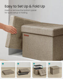 LEDREM Storage Ottoman, Foldable Small Ottoman Foot Rest, 31 X 41 Cm Foot Stool, Ottoman With Storage, Load Up To 130 Kg - thumbnail 8
