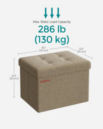 LEDREM Storage Ottoman, Foldable Small Ottoman Foot Rest, 31 X 41 Cm Foot Stool, Ottoman With Storage, Load Up To 130 Kg - thumbnail 7