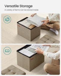 LEDREM Storage Ottoman, Foldable Small Ottoman Foot Rest, 31 X 41 Cm Foot Stool, Ottoman With Storage, Load Up To 130 Kg - thumbnail 6