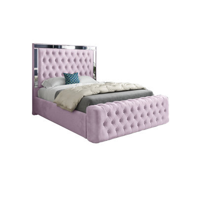 Gemia Mirror Upholstered Soft Velvet Designer Bed Frame - image 1