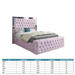 Gemia Mirror Upholstered Soft Velvet Designer Bed Frame - thumbnail 5