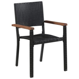 Berkfield 5 Piece Outdoor Dining Set Poly Rattan And Acacia Wood Black - thumbnail 3