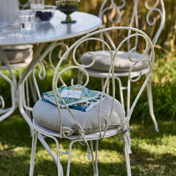 Dibor Traditional Style Two Person Indoor Outdoor Garden Iron Bistro Table And Chairs Set With Free Seat Pads - thumbnail 5