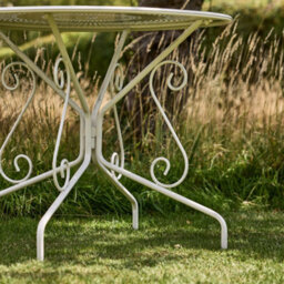 Dibor Traditional Style Two Person Indoor Outdoor Garden Iron Bistro Table And Chairs Set With Free Seat Pads - thumbnail 2
