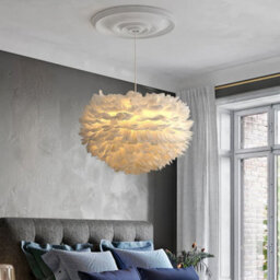 Living And Home Modern White Chic Fluffy Feather Chandelier Pendant Light Shade Dia 50Cm - thumbnail 2