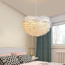 Living And Home Modern White Chic Fluffy Feather Chandelier Pendant Light Shade Dia 50Cm