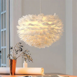 Living And Home Modern White Chic Fluffy Feather Chandelier Pendant Light Shade Dia 50Cm - thumbnail 3