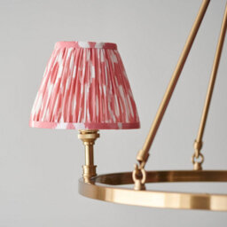 Loops Elegant 2 Pack Of Hanging Pendant Lights In Aged Brass And Coral Pink Fabric - thumbnail 4