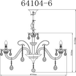 Luminosa Lighting Luminosa Dunja Multi Arm Chandelier Chrome K9 Crystals 6X E14 - thumbnail 3