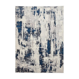 Grey Navy Abstract Rug, Easy To Clean Rug With 8mm Thickness, Modern Rug For Living Room, & Dining Room-120Cm X 170Cm - thumbnail 1