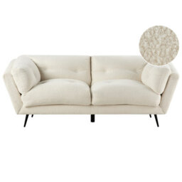 Beliani Sofa 3 Seater Lenvik Boucle White - thumbnail 1