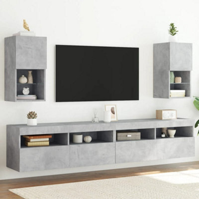 Berkfield Tv Cabinets With Led Lights 2 Pcs Concrete Grey 30.5X30X60 Cm - image 1