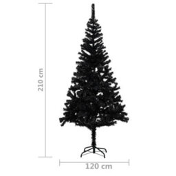 Berkfield Artificial Christmas Tree With Stand Black 210 Cm Pvc - thumbnail 5